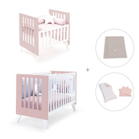 Culla e lettino insieme (7in1) bianco/rosa chiaro · Nexo Tre Flamingo