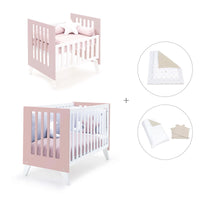 Culla e lettino insieme (7in1) bianco/rosa chiaro · Nexo Tre Flamingo