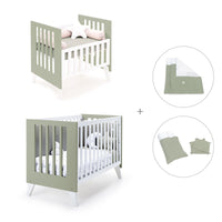 Culla e lettino insieme (7in1) bianco/verde-oliva · Nexo Tre Erba