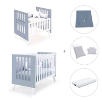Culla e lettino insieme (7in1) bianco/blu · Nexo Tre Blu denim