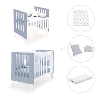 Culla e lettino insieme (7in1) bianco/blu · Nexo Tre Blu denim