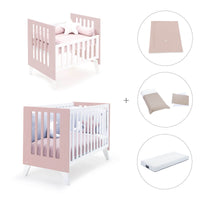 Culla e lettino insieme (7in1) bianco/rosa chiaro · Nexo Tre Flamingo