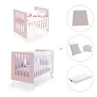 Culla e lettino insieme (7in1) bianco/rosa chiaro · Nexo Tre Flamingo