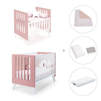 Culla e lettino insieme (7in1) bianco/rosa · Nexo Tre Quarzo