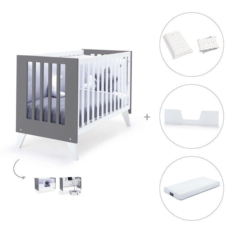 Lettino co-sleeping 60x120 cm (4in1) bianco/marengo · Nexo C187-M7769