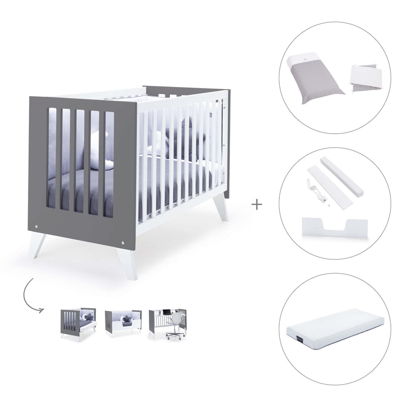 Lettino co-sleeping 60x120 cm (4in1) bianco/marengo · Nexo C187-M7769