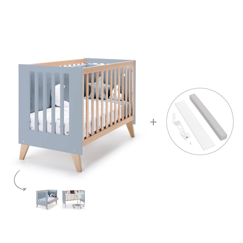 Lettino co-sleeping 60x120 cm (4in1) legno/celeste · Nexor Blue Denim