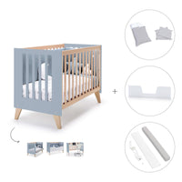 Lettino co-sleeping 60x120 cm (4in1) legno/celeste · Nexor Blue Denim