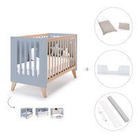 Lettino co-sleeping 60x120 cm (4in1) legno/celeste · Nexor Blue Denim