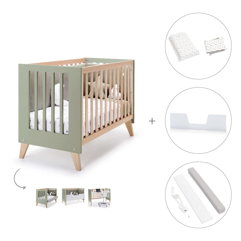 Lettino co-sleeping 60x120 cm (4in1) legno/verde oliva · Nexor C187R-M5695