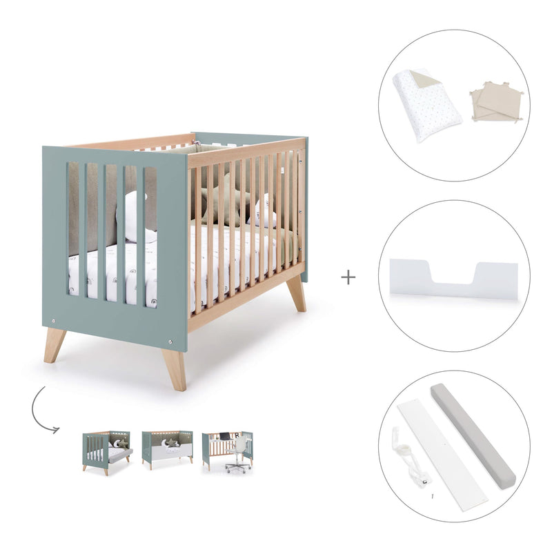 Lettino co-sleeping 60x120 cm (4in1) legno/verde · Nexor C187R-M5795