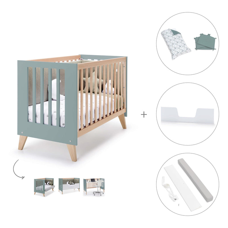 Lettino co-sleeping 60x120 cm (4in1) legno/verde · Nexor C187R-M5795