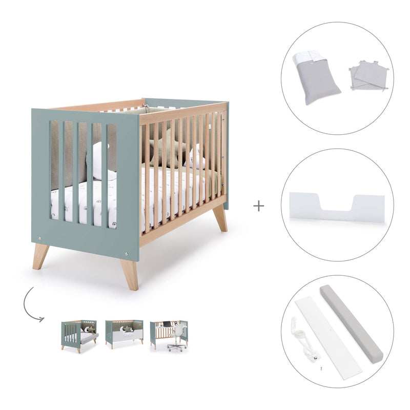 Lettino co-sleeping 60x120 cm (4in1) legno/verde · Nexor C187R-M5795