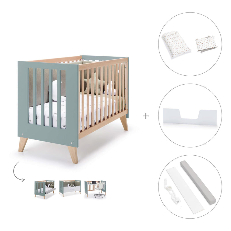 Lettino co-sleeping 60x120 cm (4in1) legno/verde · Nexor C187R-M5795