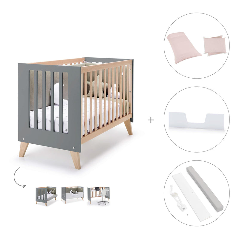 Lettino co-sleeping 60x120 cm (4in1) legno/antracite · Nexor C187R-M5895