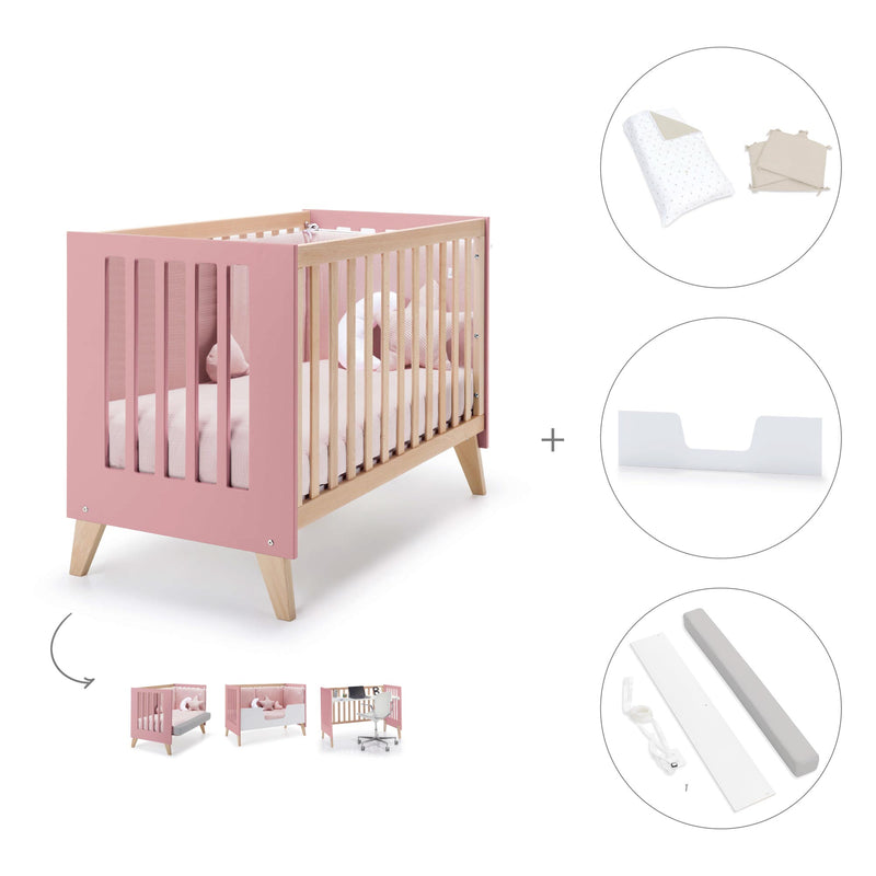 Lettino co-sleeping 60x120 cm (4in1) legno/rosa · Nexor C187R-M5995