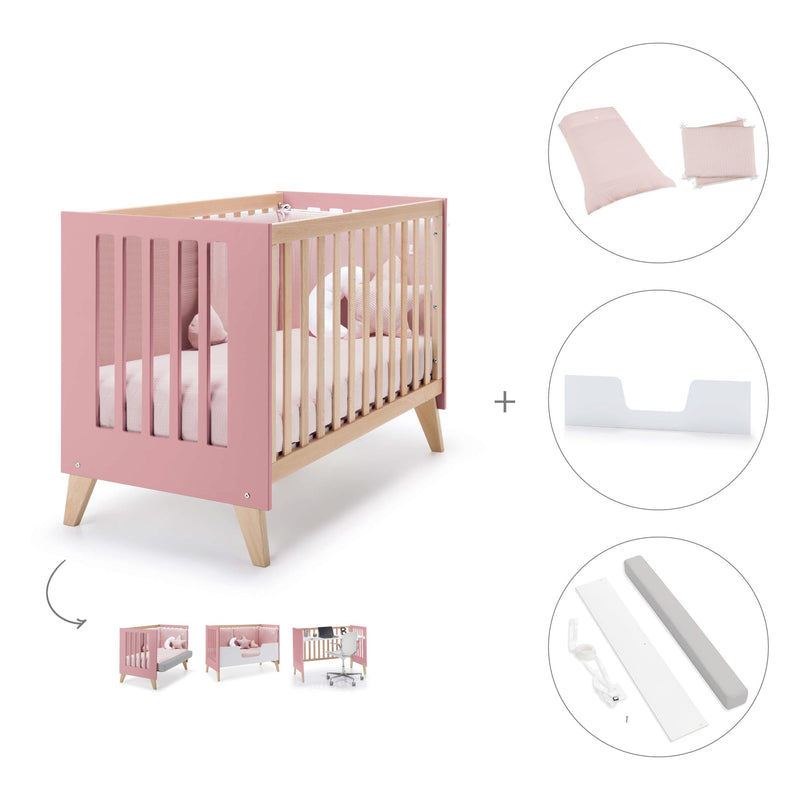 Lettino co-sleeping 60x120 cm (4in1) legno/rosa · Nexor C187R-M5995