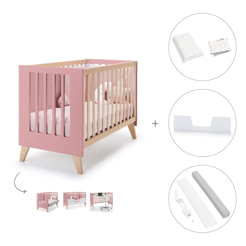 Lettino co-sleeping 60x120 cm (4in1) legno/rosa · Nexor C187R-M5995