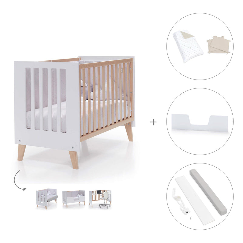 Lettino co-sleeping 60x120 cm (4in1) legno/bianco · Nexor C187R-M7795