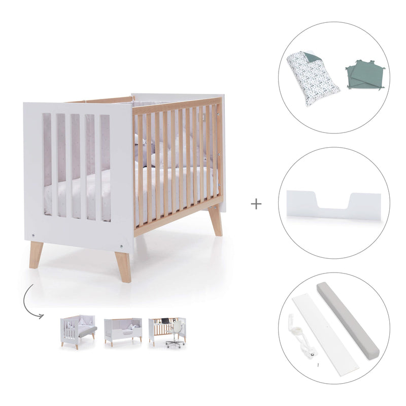 Lettino co-sleeping 60x120 cm (4in1) legno/bianco · Nexor C187R-M7795