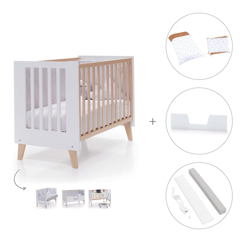 Lettino co-sleeping 60x120 cm (4in1) legno/bianco · Nexor C187R-M7795