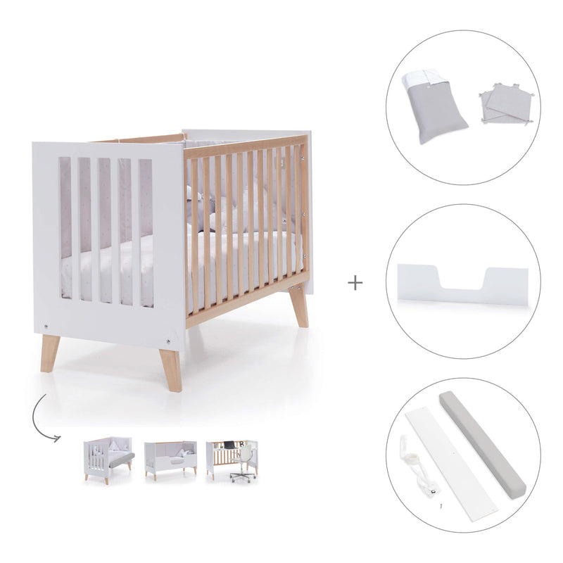 Lettino co-sleeping 60x120 cm (4in1) legno/bianco · Nexor C187R-M7795