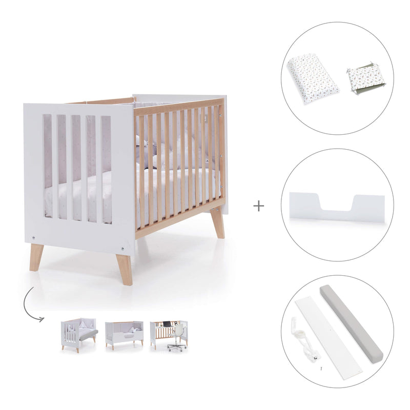 Lettino co-sleeping 60x120 cm (4in1) legno/bianco · Nexor C187R-M7795