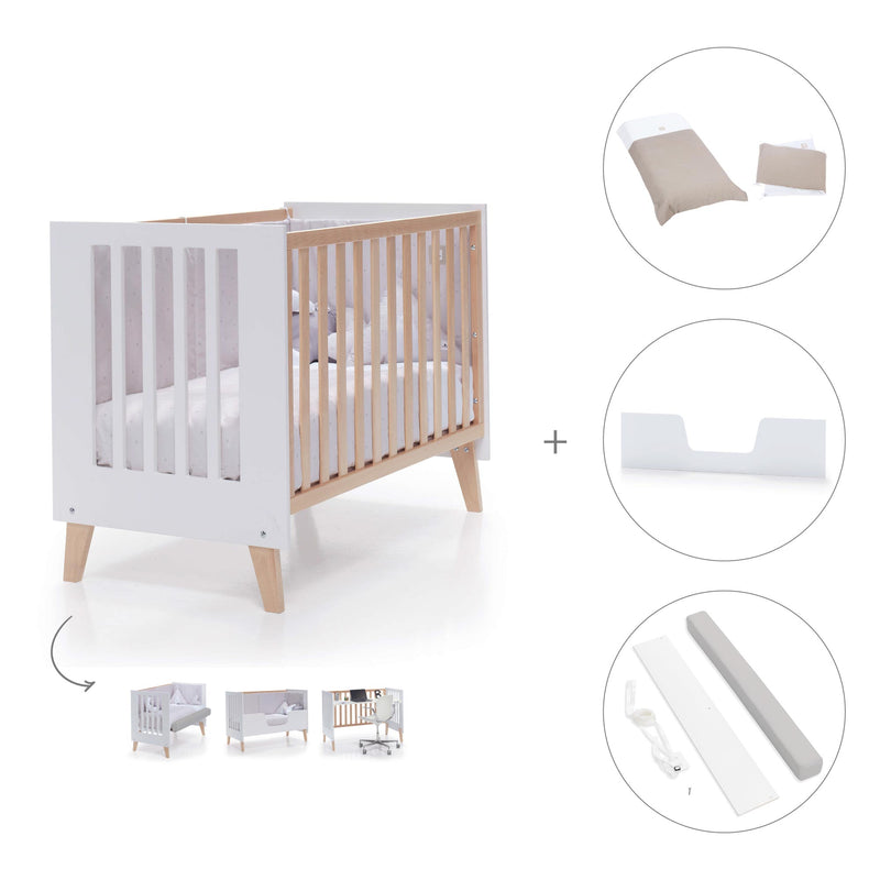 Lettino co-sleeping 60x120 cm (4in1) legno/bianco · Nexor C187R-M7795