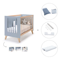 Lettino co-sleeping 60x120 cm (4in1) legno/celeste · Nexor Blue Denim