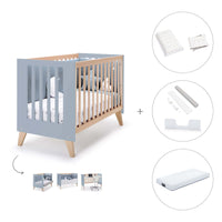 Lettino co-sleeping 60x120 cm (4in1) legno/celeste · Nexor Blue Denim