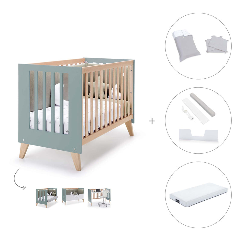 Lettino co-sleeping 60x120 cm (4in1) legno/verde · Nexor C187R-M5795