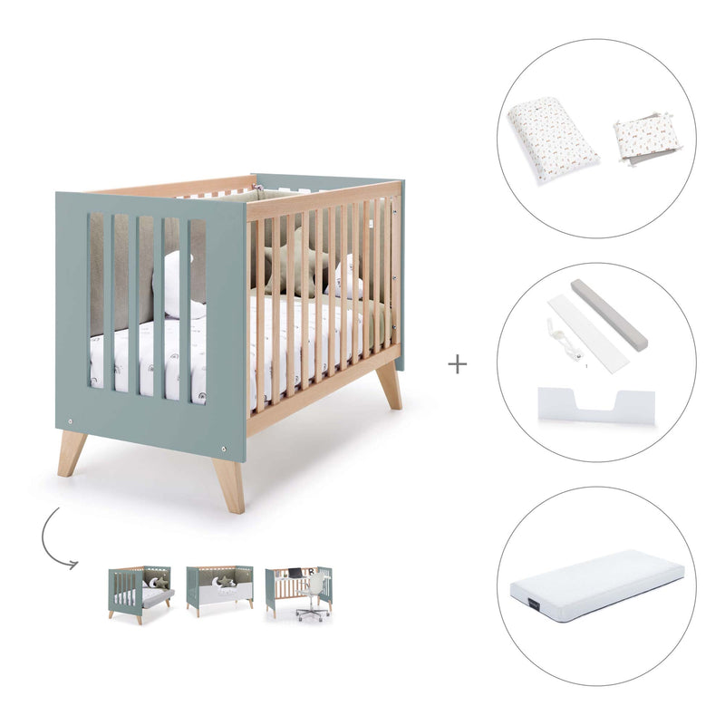 Lettino co-sleeping 60x120 cm (4in1) legno/verde · Nexor C187R-M5795