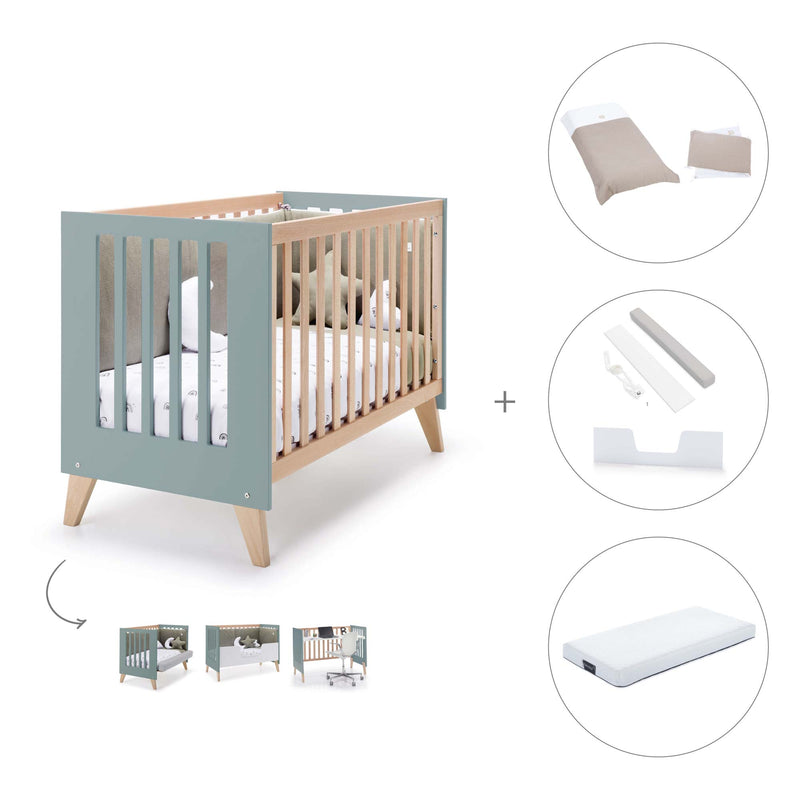 Lettino co-sleeping 60x120 cm (4in1) legno/verde · Nexor C187R-M5795