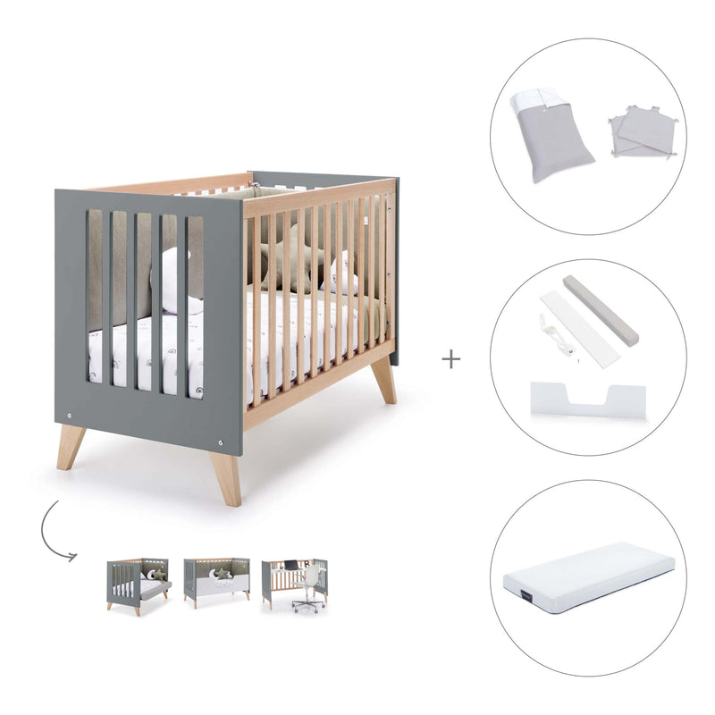 Lettino co-sleeping 60x120 cm (4in1) legno/antracite · Nexor C187R-M5895