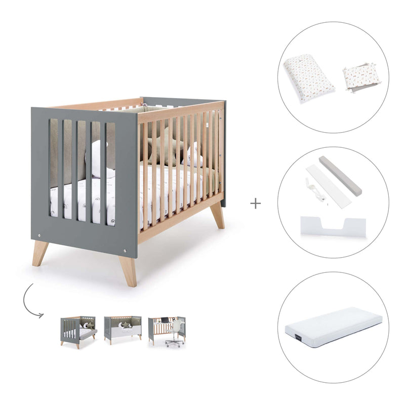 Lettino co-sleeping 60x120 cm (4in1) legno/antracite · Nexor C187R-M5895