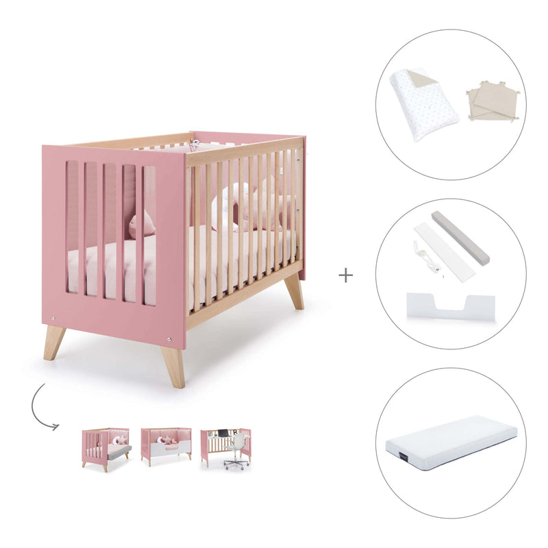 Lettino co-sleeping 60x120 cm (4in1) legno/rosa · Nexor C187R-M5995