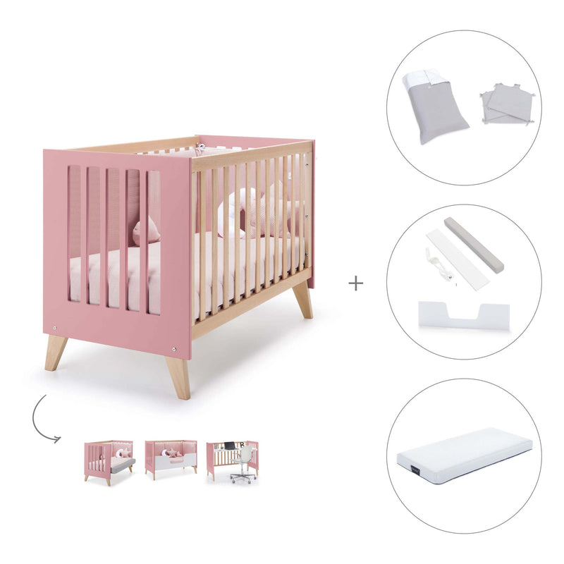 Lettino co-sleeping 60x120 cm (4in1) legno/rosa · Nexor C187R-M5995