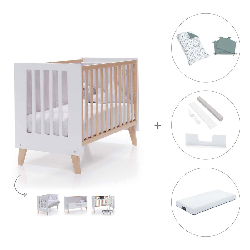 Lettino co-sleeping 60x120 cm (4in1) legno/bianco · Nexor C187R-M7795