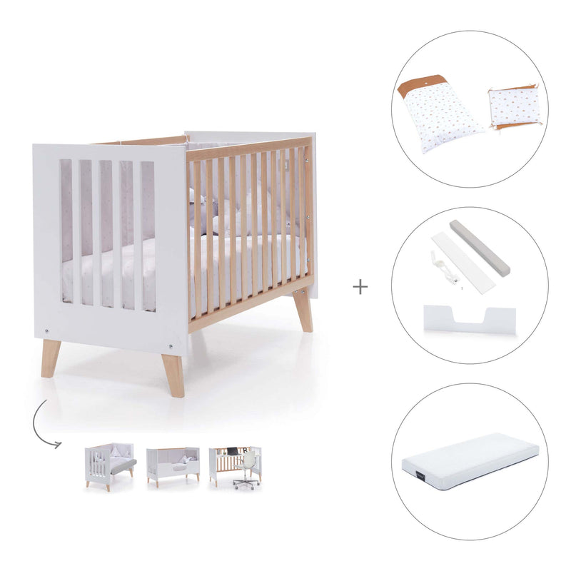 Lettino co-sleeping 60x120 cm (4in1) legno/bianco · Nexor C187R-M7795