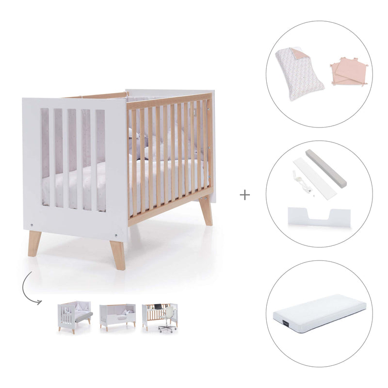Lettino co-sleeping 60x120 cm (4in1) legno/bianco · Nexor C187R-M7795