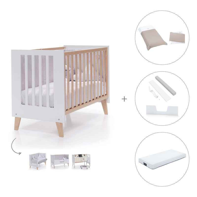Lettino co-sleeping 60x120 cm (4in1) legno/bianco · Nexor C187R-M7795