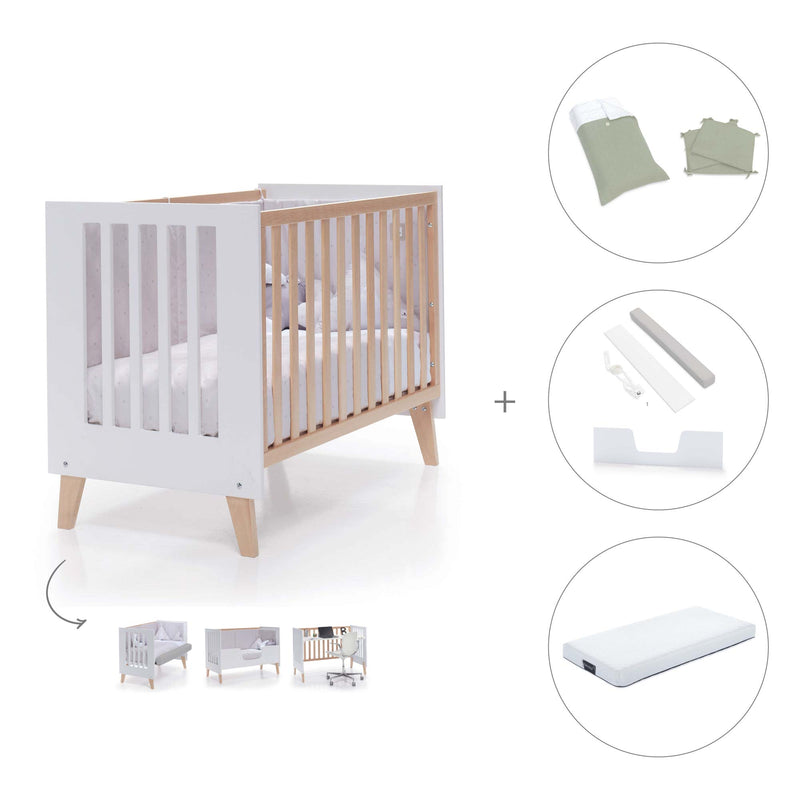 Lettino co-sleeping 60x120 cm (4in1) legno/bianco · Nexor C187R-M7795