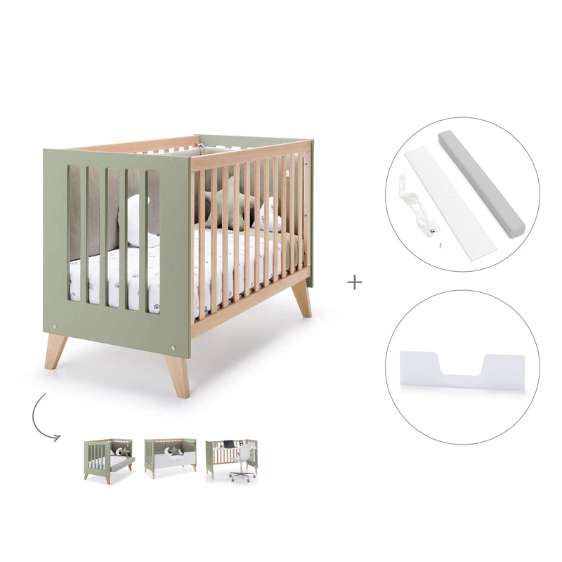 Lettino co-sleeping 60x120 cm (4in1) legno/verde oliva · Nexor C187R-M5695