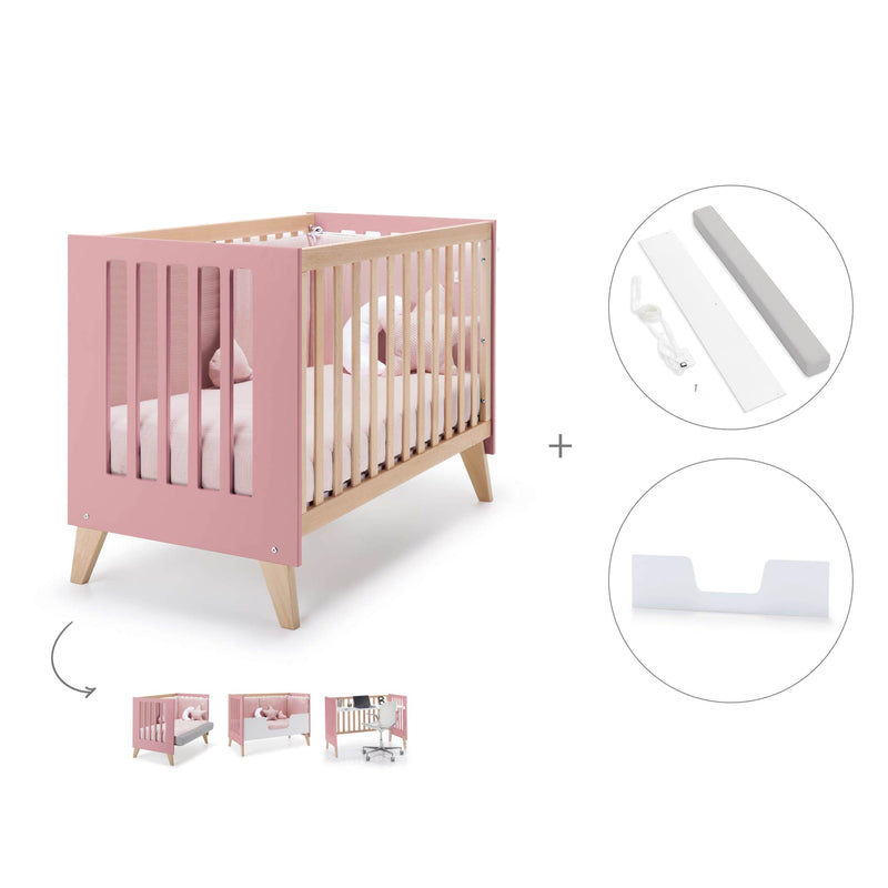 Lettino co-sleeping 60x120 cm (4in1) legno/rosa · Nexor C187R-M5995