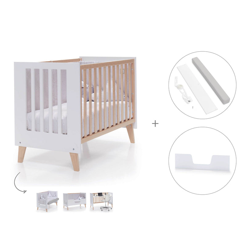 Lettino co-sleeping 60x120 cm (4in1) legno/bianco · Nexor C187R-M7795