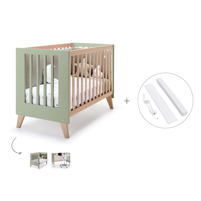 Lettino co-sleeping 60x120 cm (4in1) legno/verde oliva · Nexor C187R-M5695