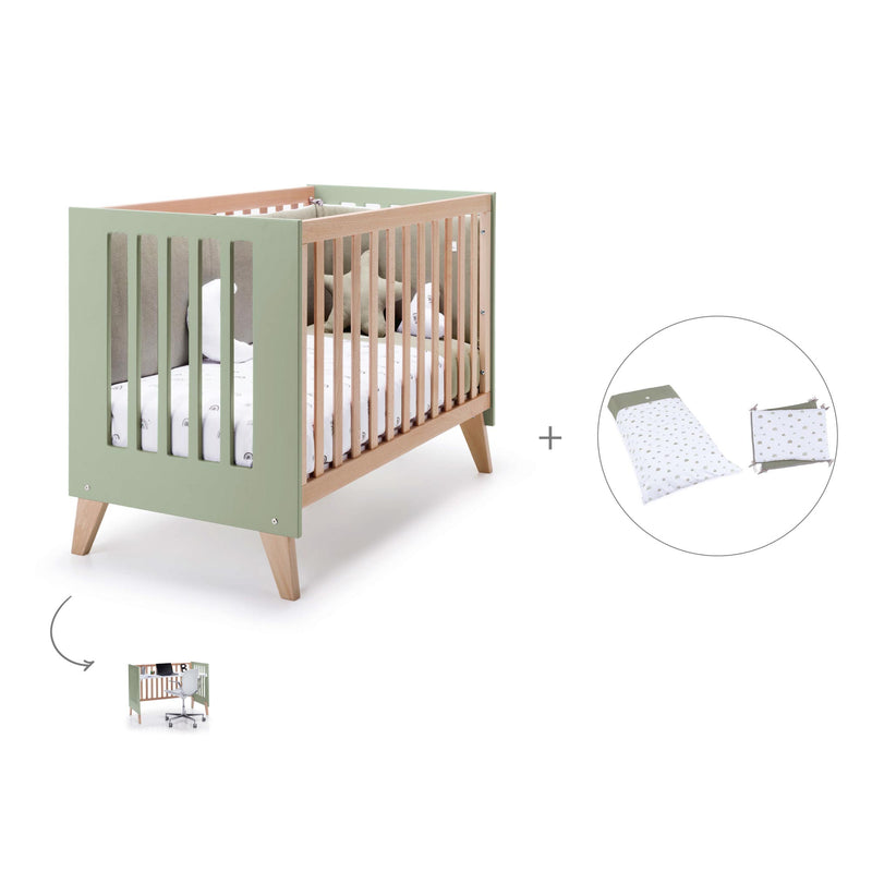 Lettino co-sleeping 60x120 cm (4in1) legno/verde oliva · Nexor C187R-M5695