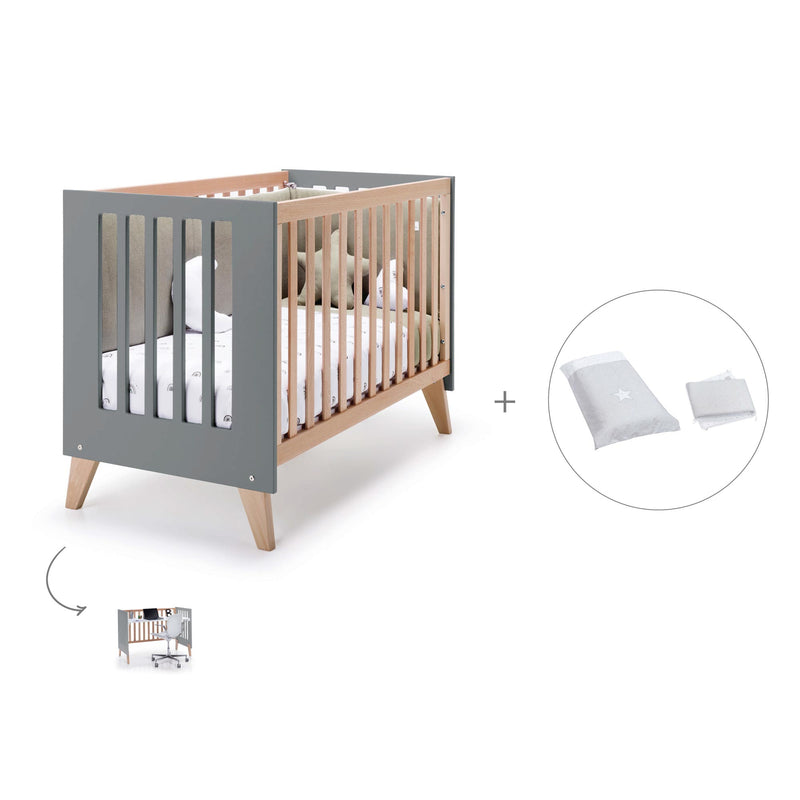 Lettino co-sleeping 60x120 cm (4in1) legno/antracite · Nexor C187R-M5895