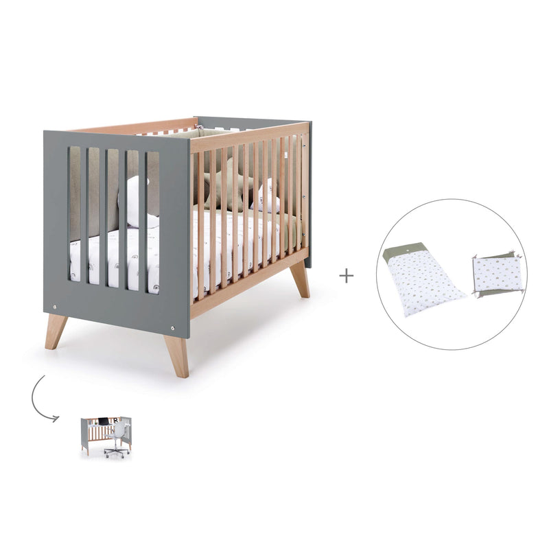 Lettino co-sleeping 60x120 cm (4in1) legno/antracite · Nexor C187R-M5895