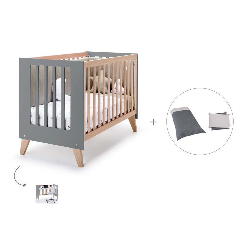 Lettino co-sleeping 60x120 cm (4in1) legno/antracite · Nexor C187R-M5895